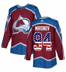 Youth Adidas Colorado Avalanche 94 Andrei Mironov Authentic Burgundy Red USA Flag Fashion NHL Jersey 