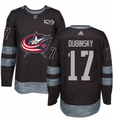 Mens Adidas Columbus Blue Jackets 17 Brandon Dubinsky Premier Black 1917 2017 100th Anniversary NHL Jersey 