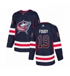 Mens Adidas Columbus Blue Jackets 19 Liam Foudy Authentic Navy Blue Drift Fashion NHL Jersey 