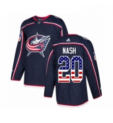 Mens Adidas Columbus Blue Jackets 20 Riley Nash Authentic Navy Blue USA Flag Fashion NHL Jersey 