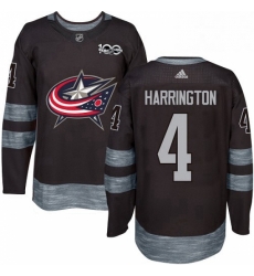 Mens Adidas Columbus Blue Jackets 4 Scott Harrington Premier Black 1917 2017 100th Anniversary NHL Jersey 