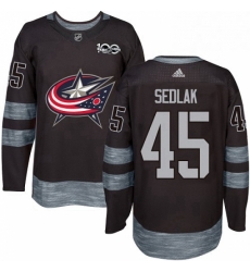 Mens Adidas Columbus Blue Jackets 45 Lukas Sedlak Premier Black 1917 2017 100th Anniversary NHL Jersey 