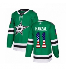 Mens Adidas Dallas Stars 11 Martin Hanzal Authentic Green USA Flag Fashion NHL Jersey 