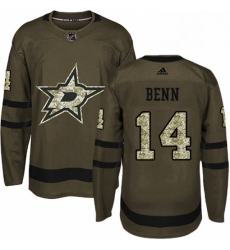 Mens Adidas Dallas Stars 14 Jamie Benn Authentic Green Salute to Service NHL Jersey 