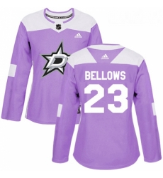 Womens Adidas Dallas Stars 23 Brian Bellows Authentic Purple Fights Cancer Practice NHL Jersey 