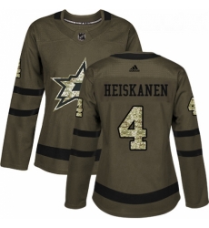 Womens Adidas Dallas Stars 4 Miro Heiskanen Authentic Green Salute to Service NHL Jersey 