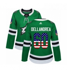 Womens Adidas Dallas Stars 60 Ty Dellandrea Authentic Green USA Flag Fashion NHL Jersey 