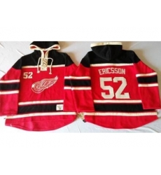 Detroit Red Wings 52 Jonathan Ericsson Red Sawyer Hooded Sweatshirt Stitched NHL Jersey