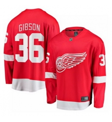 Men Detroit Red Wings  36 John Gibson Red Home Stitched Hockey Jersey