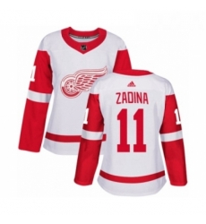 Womens Adidas Detroit Red Wings 11 Filip Zadina Authentic White Away NHL Jersey 