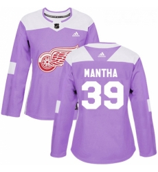 Womens Adidas Detroit Red Wings 39 Anthony Mantha Authentic Purple Fights Cancer Practice NHL Jersey 