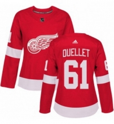 Womens Adidas Detroit Red Wings 61 Xavier Ouellet Authentic Red Home NHL Jersey 