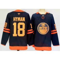 Men Edmonton Oilers 18 Zach Hyman Navy 2024 25 Stitched Jersey