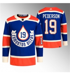 Men Edmonton Oilers 19 Lane Pederson 2023 Royal Heritage Classic Primegreen Stitched Jersey