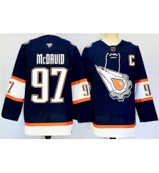 Men Edmonton Oilers 97 Connor McDavid Navy With C Patch Reverse Retro Stitched Jersey