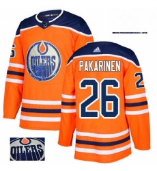 Mens Adidas Edmonton Oilers 26 Iiro Pakarinen Authentic Orange Fashion Gold NHL Jersey 