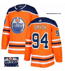 Mens Adidas Edmonton Oilers 94 Ryan Smyth Authentic Orange Fashion Gold NHL Jersey 