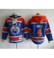 nhl jerseys edmonton oilers #4 hall blue[pullover hooded sweatshirt][patch A]