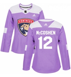 Womens Adidas Florida Panthers 12 Ian McCoshen Authentic Purple Fights Cancer Practice NHL Jersey 