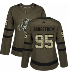 Womens Adidas Florida Panthers 95 Henrik Borgstrom Authentic Green Salute to Service NHL Jersey 