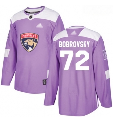 Panthers #72 Sergei Bobrovsky Purple Authentic Fights Cancer Stitched Youth Hockey Jersey