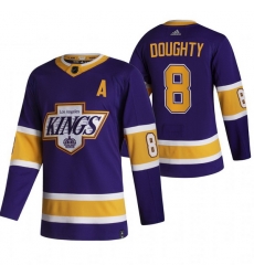 Men Los Angeles Kings 8 Drew Doughty Black Adidas 2020 21 Reverse Retro Alternate NHL Jersey