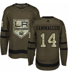 Mens Adidas Los Angeles Kings 14 Mike Cammalleri Authentic Green Salute to Service NHL Jersey 