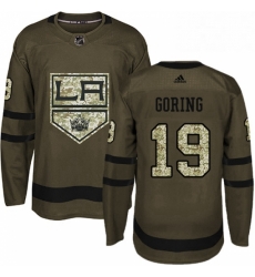 Mens Adidas Los Angeles Kings 19 Butch Goring Authentic Green Salute to Service NHL Jersey 