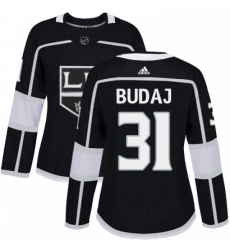 Womens Adidas Los Angeles Kings 31 Peter Budaj Authentic Black Home NHL Jersey 