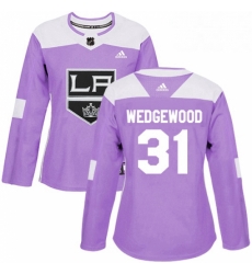 Womens Adidas Los Angeles Kings 31 Scott Wedgewood Authentic Purple Fights Cancer Practice NHL Jersey 