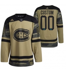 Men Montreal Canadiens Custom Olive Salute To Service Stitched Jersey