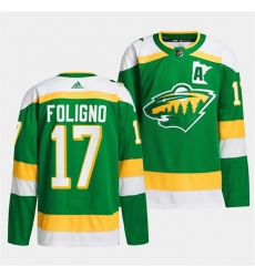 Men Minnesota Wild 17 Marcus Foligno Green 2023 24 Stitched Jersey