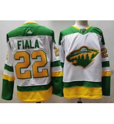 Men Minnesota Wild 22 Kevin Fiala White 2020 21 Reverse Retro Adidas Jersey