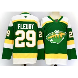 Men Minnesota Wild 29 Marc Andre Fleury Green 2024 25 Alternate Stitched Hockey Jersey