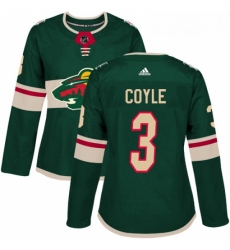 Womens Adidas Minnesota Wild 3 Charlie Coyle Premier Green Home NHL Jersey 