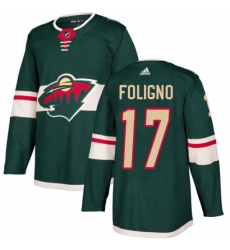 Youth Adidas Minnesota Wild 17 Marcus Foligno Authentic Green Home NHL Jersey 