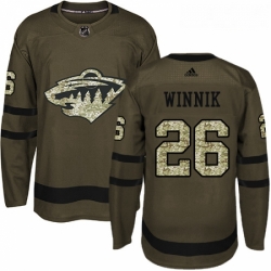 Youth Adidas Minnesota Wild 26 Daniel Winnik Authentic Green Salute to Service NHL Jersey 