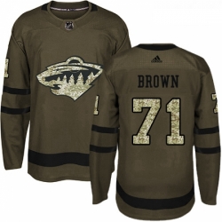 Youth Adidas Minnesota Wild 71 J T Brown Premier Green Salute to Service NHL Jerse