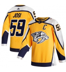 Men Nashville Predators 59 Roman Josi Yellow 2020 21 Reverse Retro Adidas Jersey