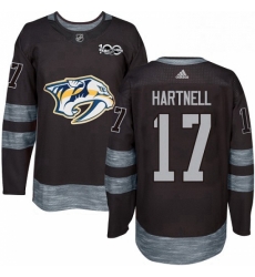 Mens Adidas Nashville Predators 17 Scott Hartnell Authentic Black 1917 2017 100th Anniversary NHL Jersey 