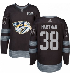 Mens Adidas Nashville Predators 38 Ryan Hartman Authentic Black 1917 2017 100th Anniversary NHL Jersey 