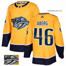 Mens Adidas Nashville Predators 46 Pontus Aberg Authentic Gold Fashion Gold NHL Jersey 