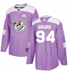 Mens Adidas Nashville Predators 94 Samuel Girard Authentic Purple Fights Cancer Practice NHL Jersey 