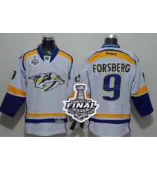 Predators #9 Filip Forsberg White Road 2017 Stanley Cup Final Patch Stitched NHL Jersey