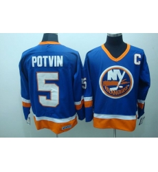 Islanders #5 Denis Potvin Stitched Baby Blue CCM Throwback NHL Jersey