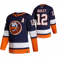 Men New York Islanders 12 Josh Bailey Navy Blue Adidas 2020 21 Reverse Retro Alternate NHL Jersey