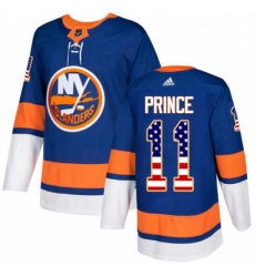 Mens Adidas New York Islanders 11 Shane Prince Authentic Royal Blue USA Flag Fashion NHL Jersey 