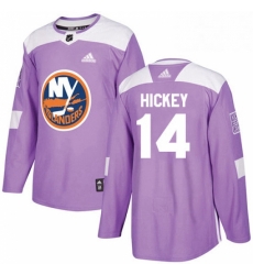 Mens Adidas New York Islanders 14 Thomas Hickey Authentic Purple Fights Cancer Practice NHL Jersey 