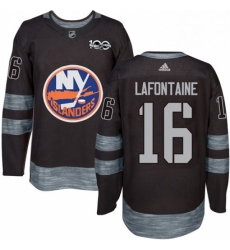 Mens Adidas New York Islanders 16 Pat LaFontaine Authentic Black 1917 2017 100th Anniversary NHL Jersey 