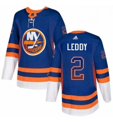 Mens Adidas New York Islanders 2 Nick Leddy Authentic Royal Blue Drift Fashion NHL Jersey 